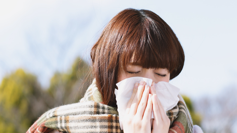 くしゃみ　女性　花粉症